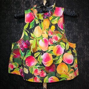 Anthropologie Maeve Ruffle Neck Orchard Fruit Top S